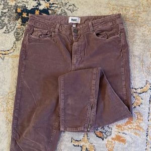 Paige Faded Mauve Corduroy Stretch Hoxton Skinny Ankle Zip 31 Pant Anthropologie